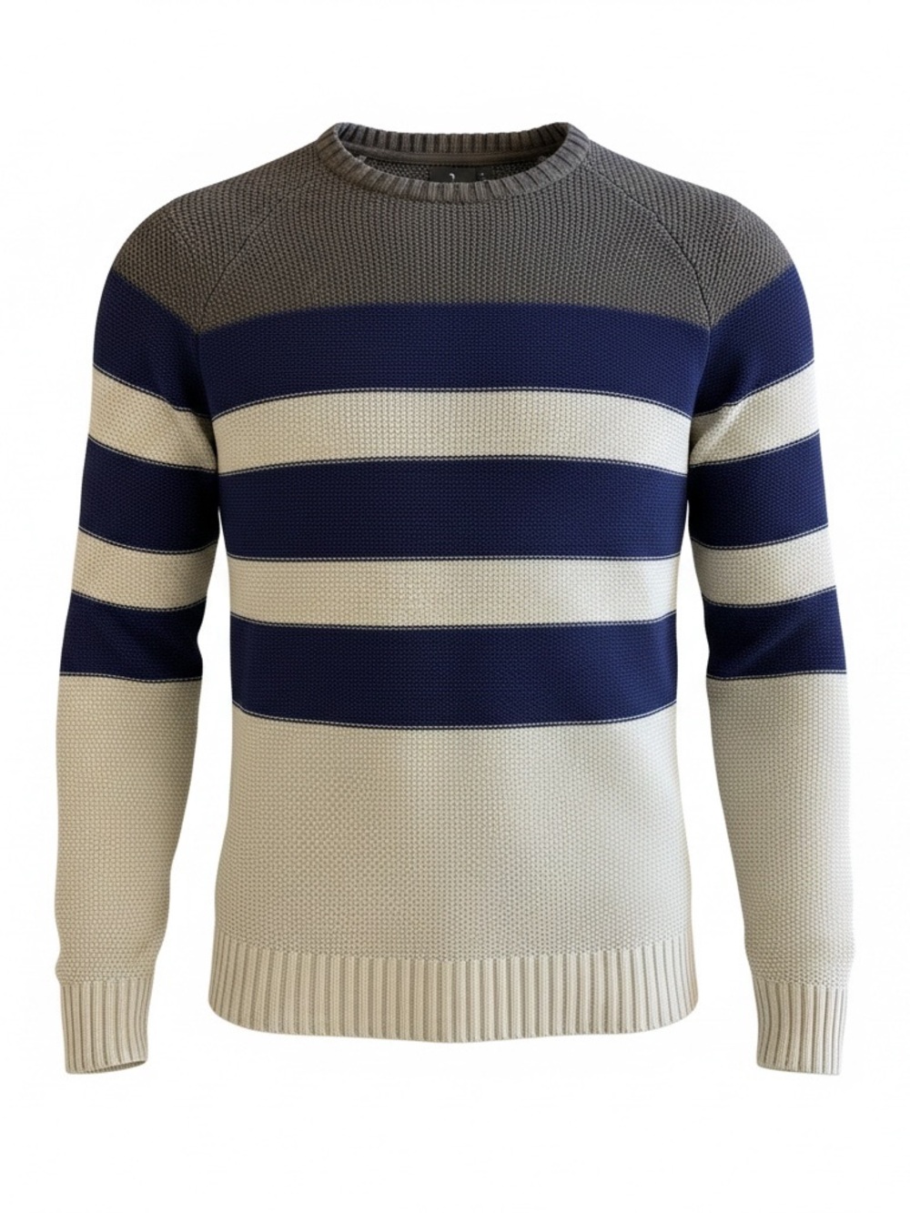 Classic Purple and Cream Striped Crewneck Hawkins McGill Sweater - Men